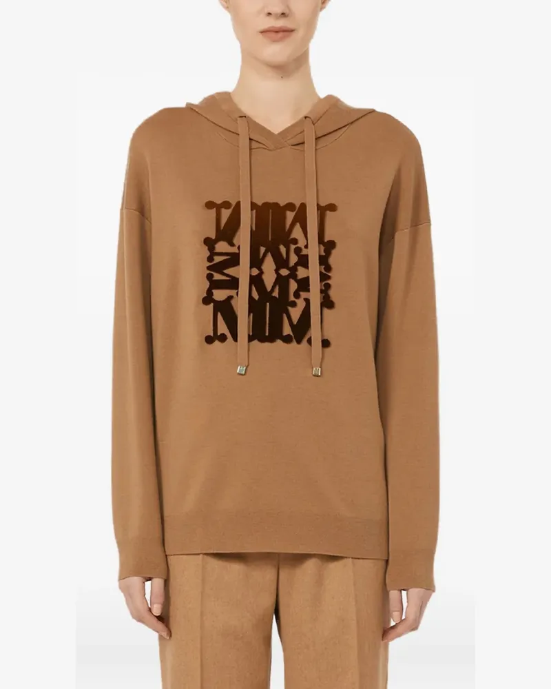 Max Mara velvet-logo hoodie - Braun Braun