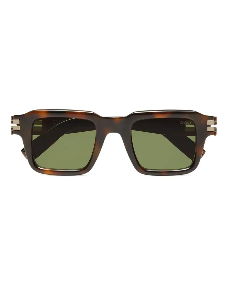 Ermenegildo Zegna tortoiseshell-effect square-frame sunglasses - Schwarz Schwarz