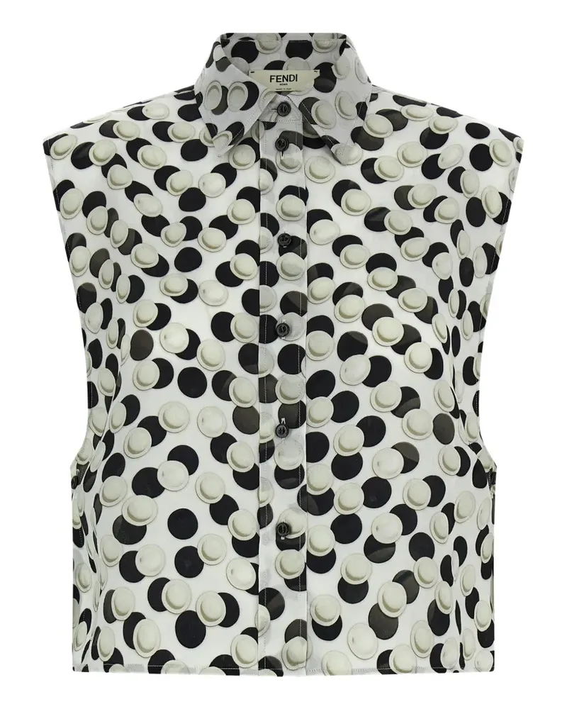Fendi jacquard polka dot silk top - Weiß Weiß