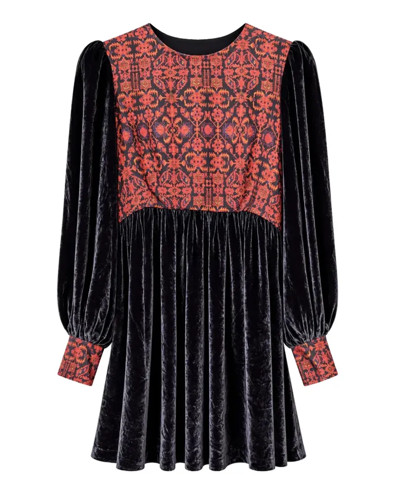 MUZUNGU Sisters Emma velvet mini dress - Schwarz Schwarz
