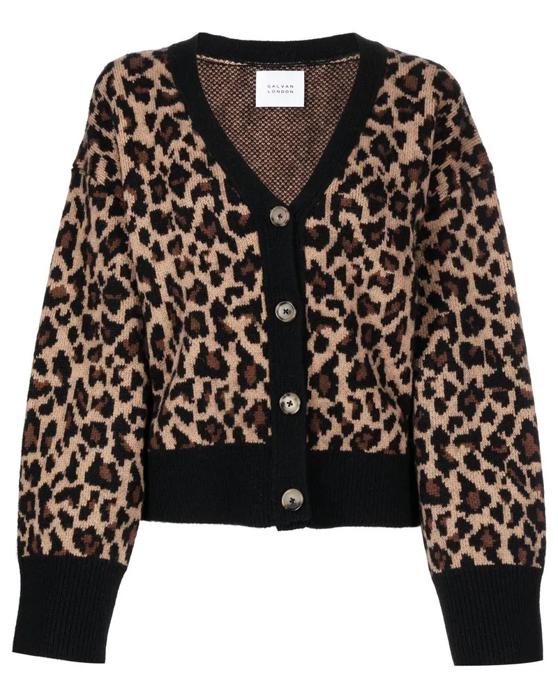 GALVAN Cardigan mit Leoparden-Print Braun