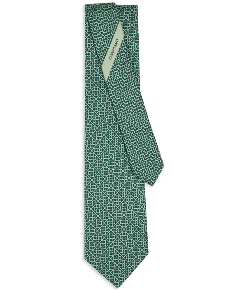 Ferragamo Krawatte mit Square Gancini-Print - Grün Grün