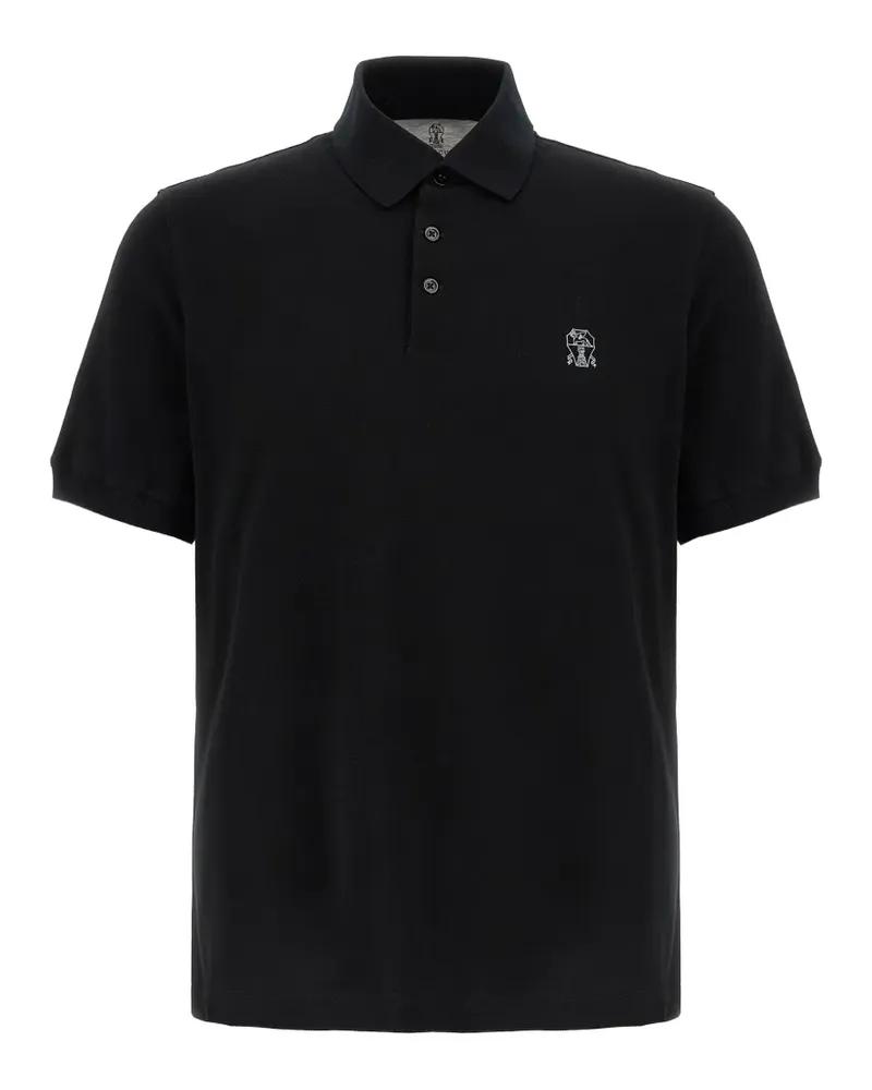 Brunello Cucinelli Poloshirt mit Logo-Stickerei - Schwarz Schwarz