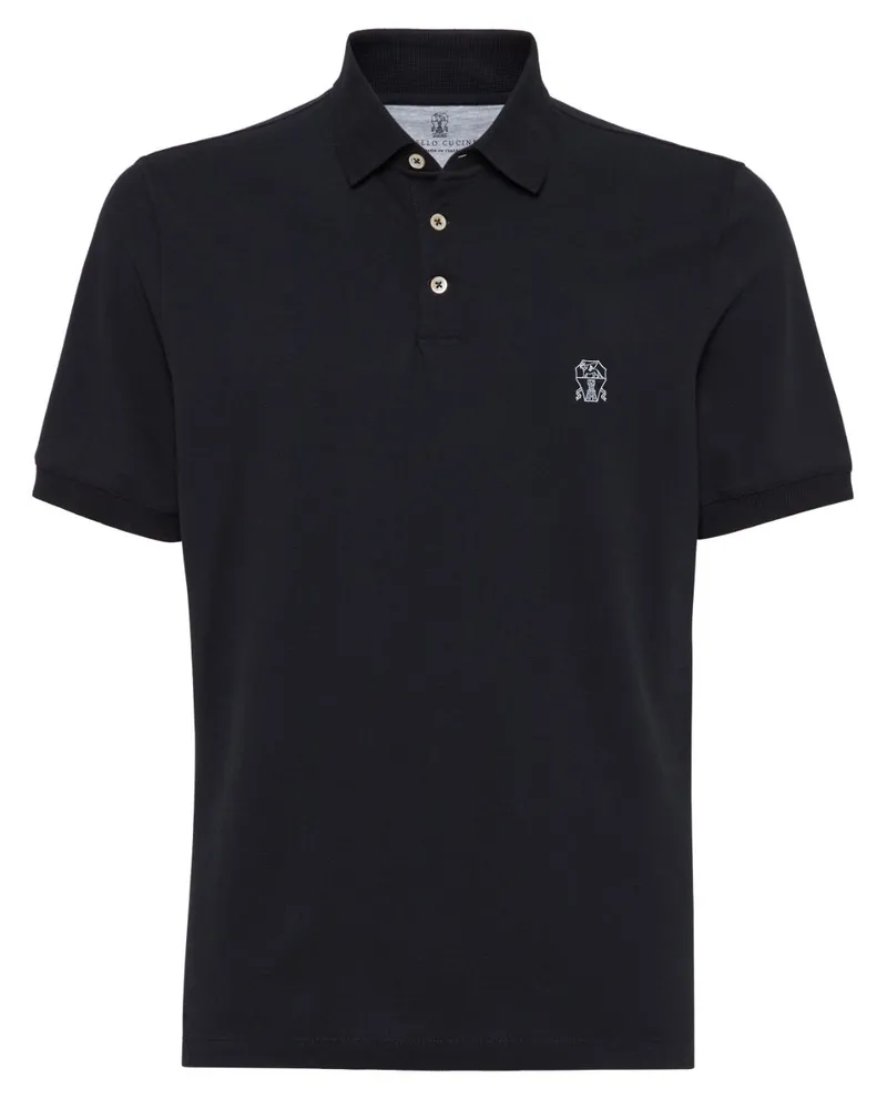 Brunello Cucinelli Poloshirt mit Logo-Stickerei - Schwarz Schwarz