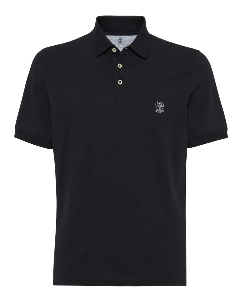 Brunello Cucinelli Poloshirt mit Logo-Stickerei - Schwarz Schwarz