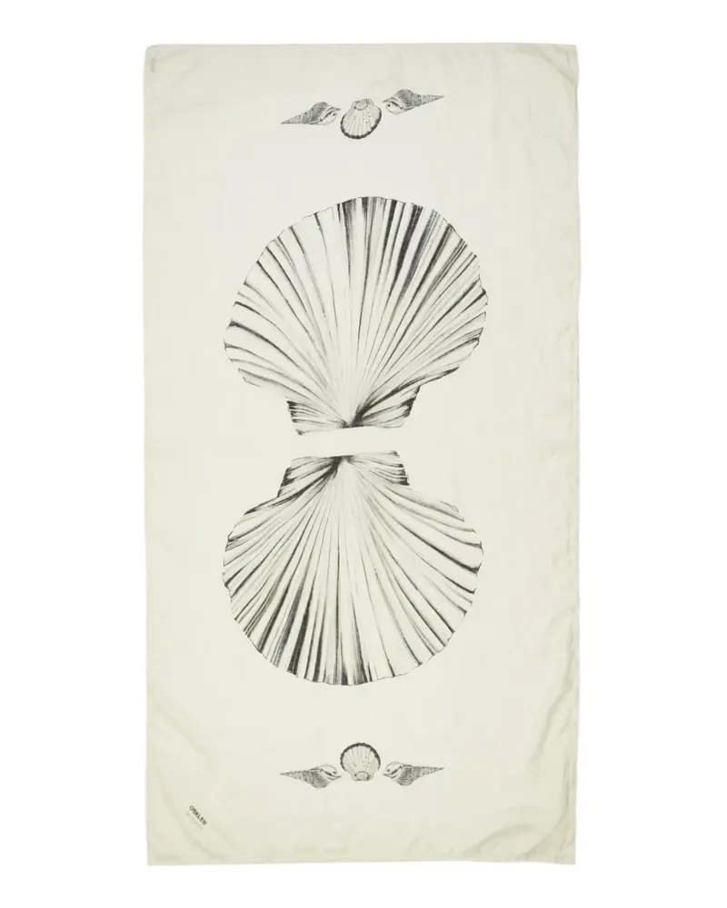 Osklen Concha Duo Leinenschal mit Muschel-Print - Weiß Weiß