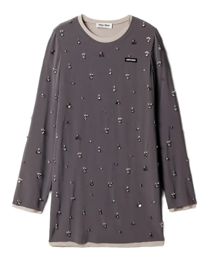 Miu Miu Besticktes Minikleid - Grau Grau