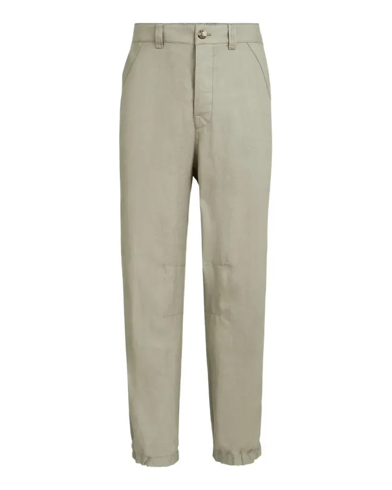 Brunello Cucinelli Hose aus Leinen-Micro-Chevron mit Kordelzug - Nude Nude