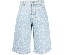 Jeans-Shorts mit Jacquard-Sternemuster