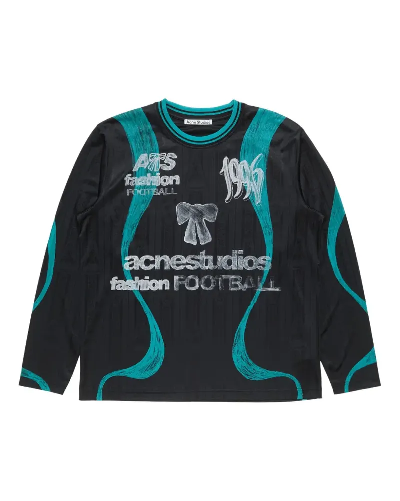 Acne Studios sports jersey graphic T-shirt - Schwarz Schwarz