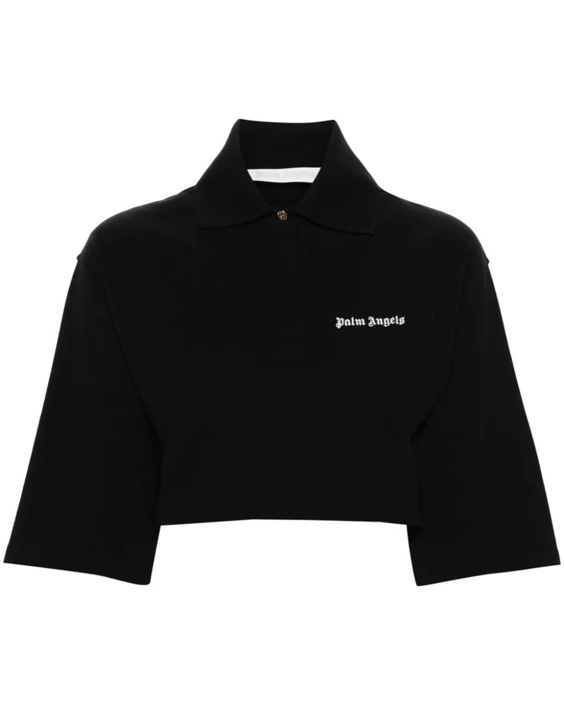 Palm Angels Cropped-Poloshirt - Schwarz Schwarz