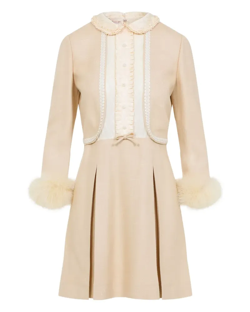 Valentino Garavani Minikleid mit Federbesatz - Nude Nude
