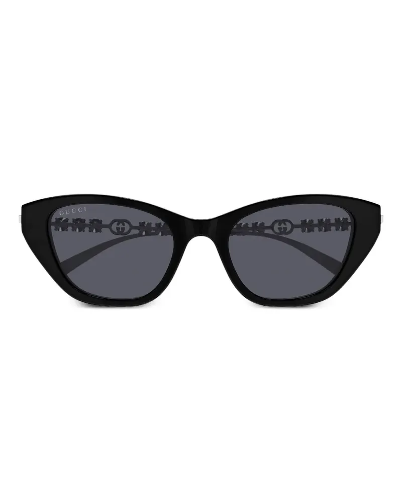 Gucci GG1968S Cat-Eye-Sonnenbrille mit Logo - Schwarz Schwarz
