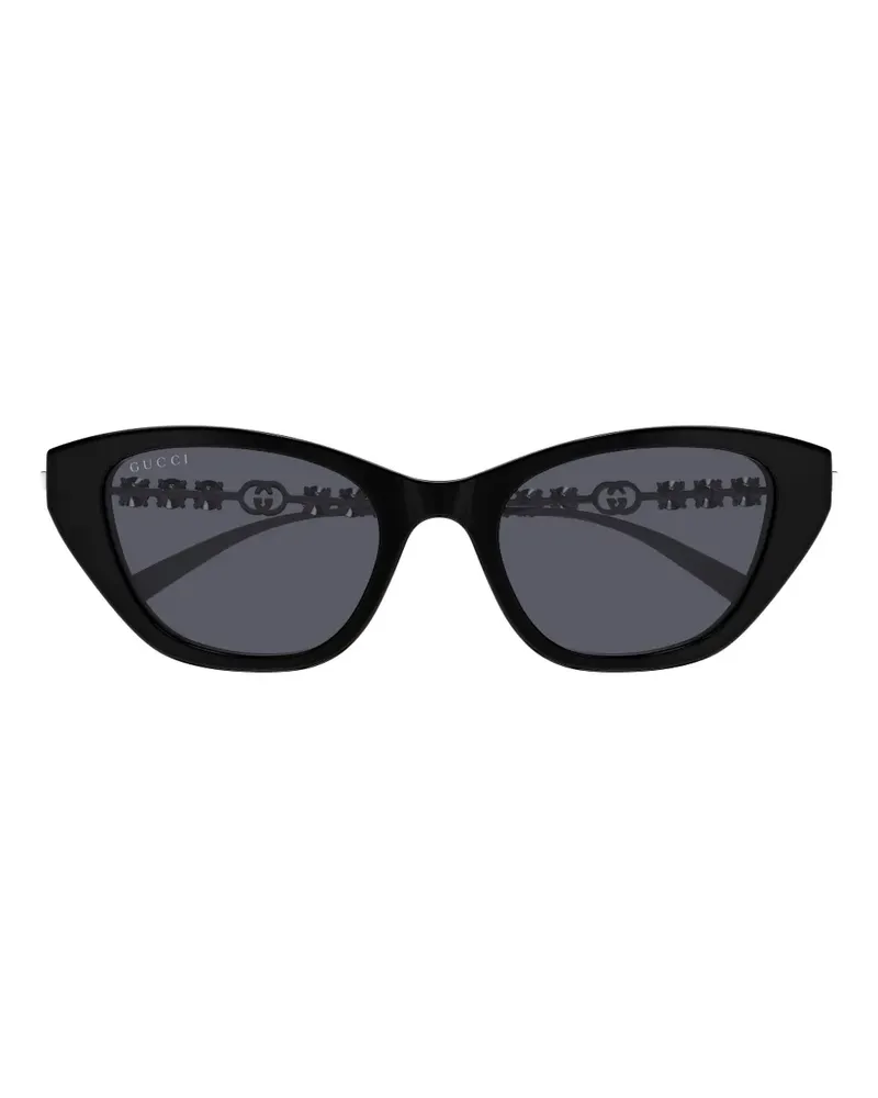 Gucci GG1968S Cat-Eye-Sonnenbrille mit Logo - Schwarz Schwarz