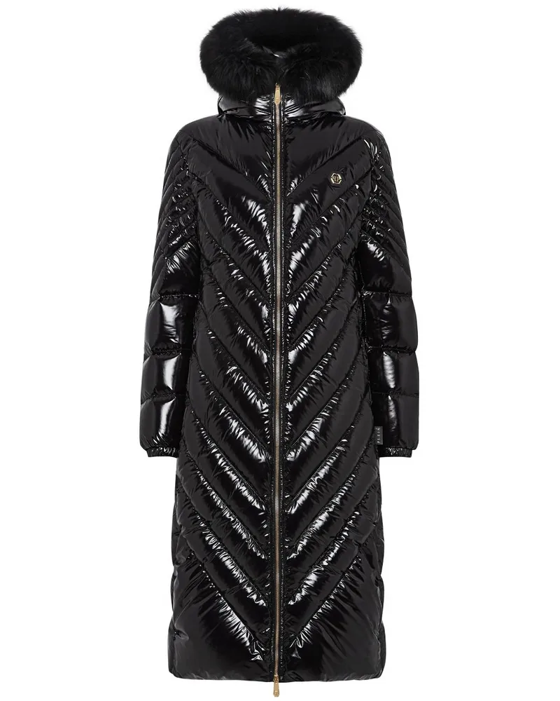 Philipp Plein Daunenmantel mit Kapuze - Schwarz Schwarz