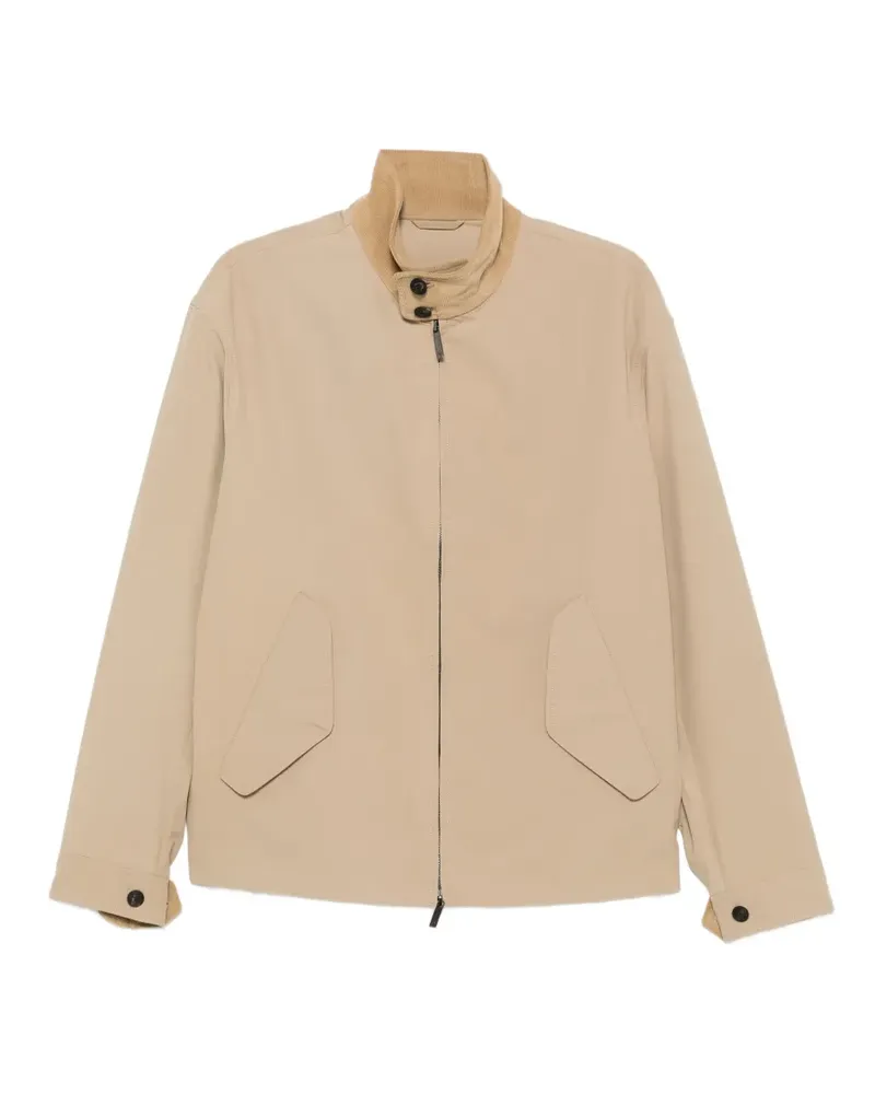 Emporio Armani corduroy-collar zip-up bomber jacket - Nude Nude