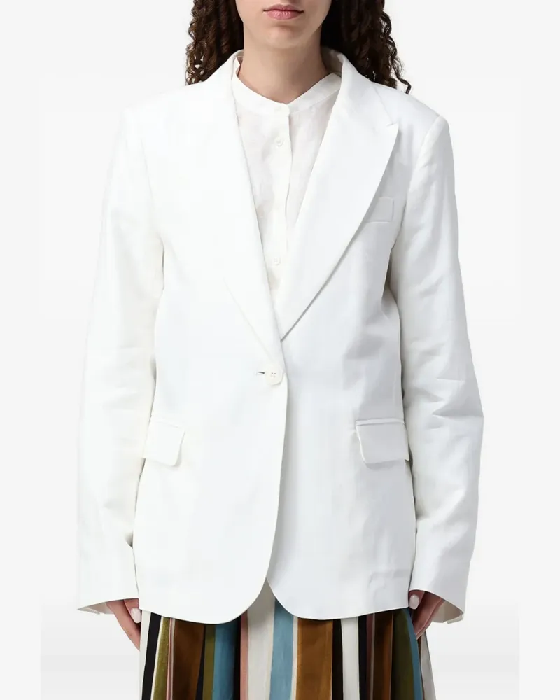 Max Mara Einreihiger Blazer mit Einstecktuch - Weiß Weiß