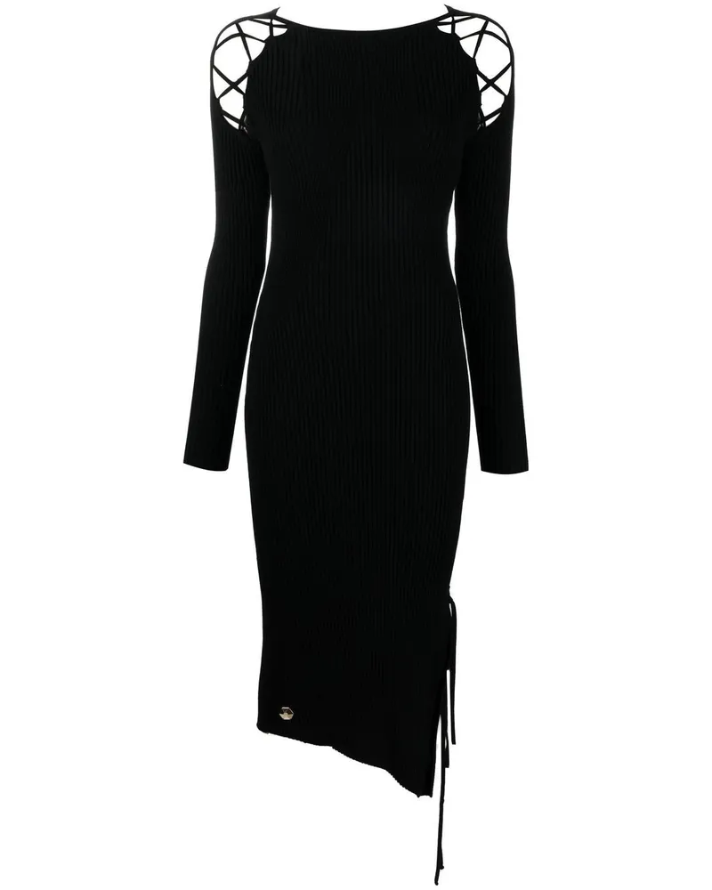 Philipp Plein Geripptes Strickkleid - Schwarz Schwarz