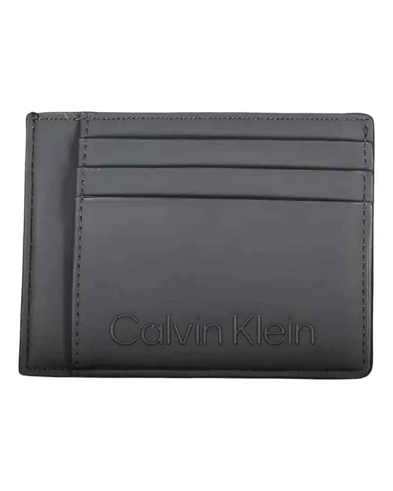 Calvin Klein logo-embossed leather card holder - Grau Grau