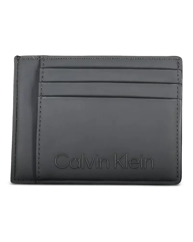 Calvin Klein logo-embossed leather card holder - Grau Grau