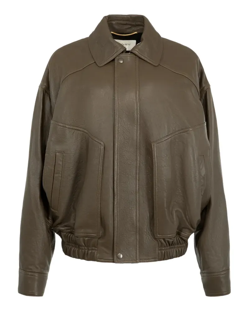 Saint Laurent Bomberjacke aus Leder - Braun Braun