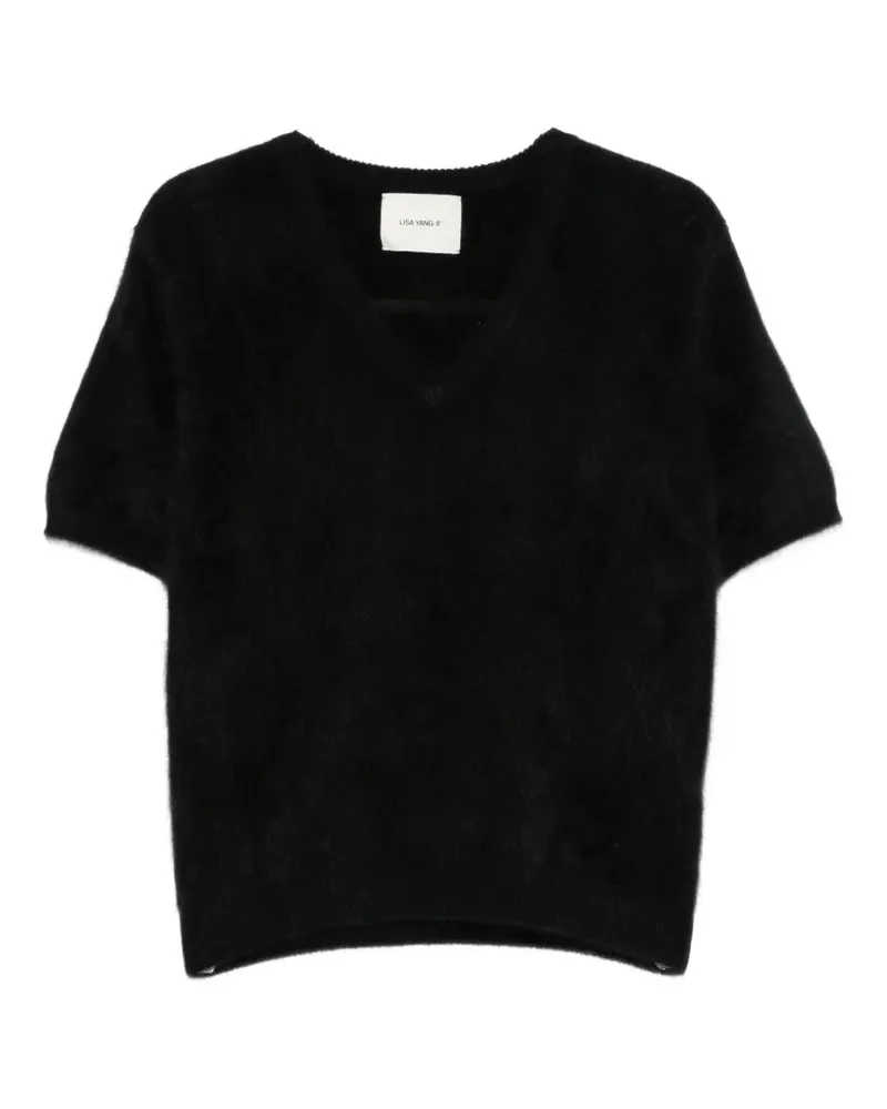 Lisa Yang Lovisa Pullover mit V-Ausschnitt mit kurzen Ärmeln - Schwarz Schwarz