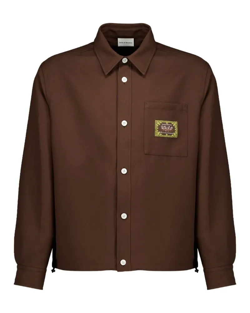 Drôle de Monsieur Hemd mit Logo-Patch und elastischem Saum - Braun Braun