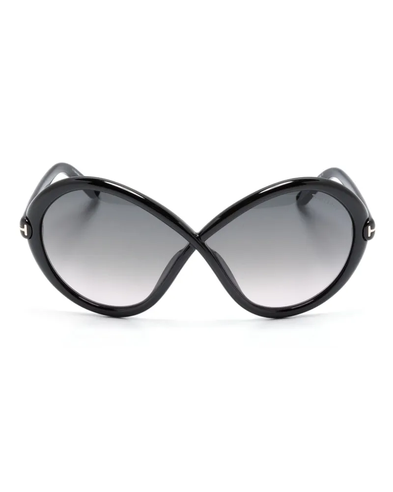 Tom Ford Sonnenbrille mit Oversized-Gestell - Schwarz Schwarz