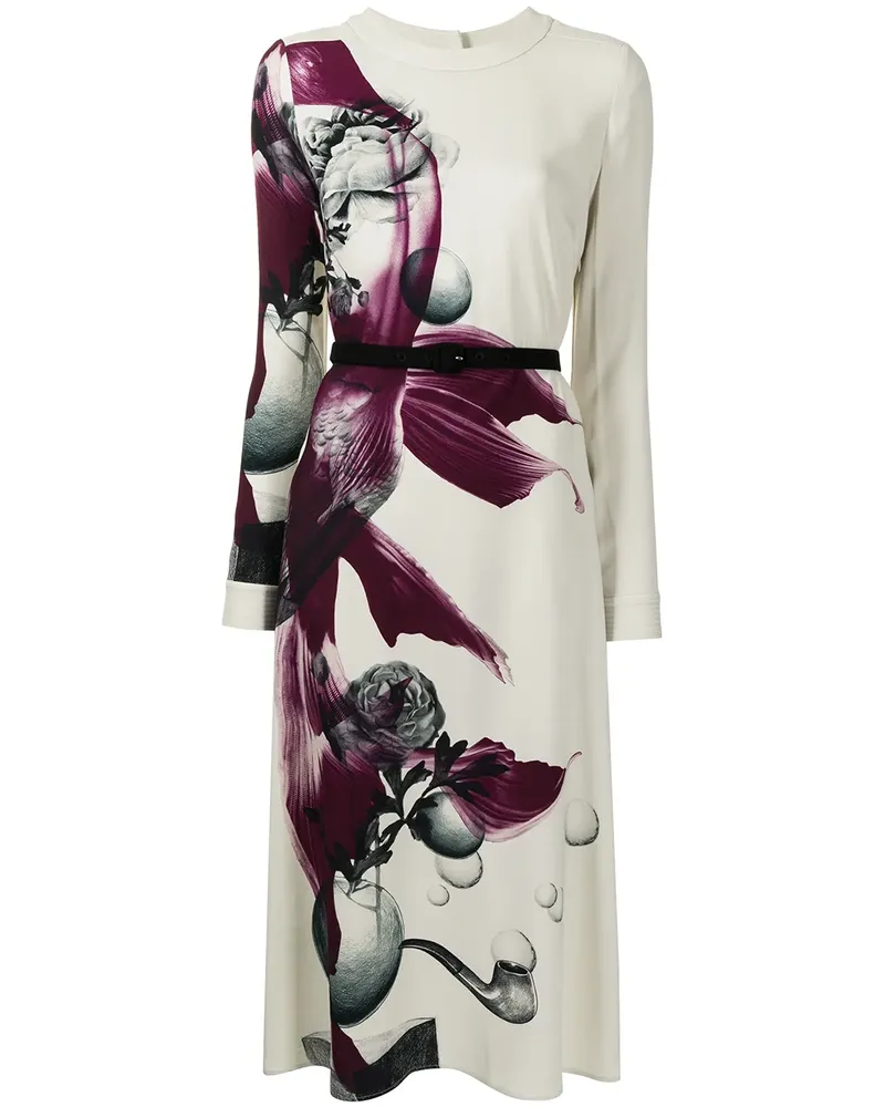 Ports 1961 Midikleid mit Print - Weiß Weiß