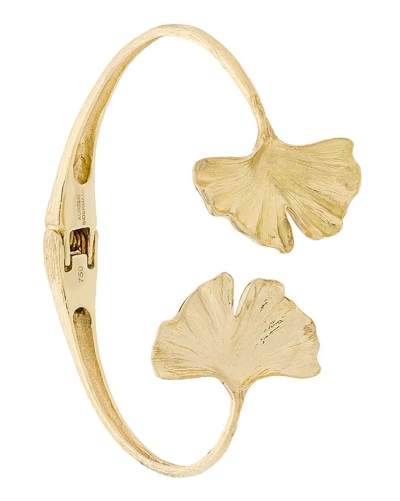 Aurélie Bidermann 18kt Gelbgoldarmspange mit Ginkgoblättern