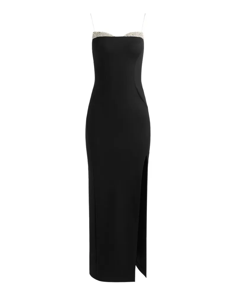Alice + Olivia Kristallverziertes Hallie Abendkleid - Schwarz Schwarz