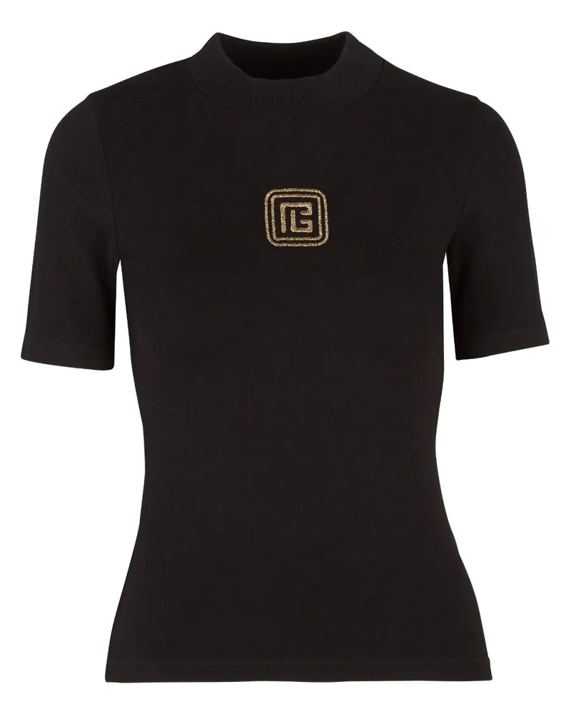 Balmain T-Shirt mit Logo-Stickerei - Schwarz Schwarz