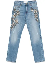 Ermanno Scervino Jeans mit Blumenstickerei Blau