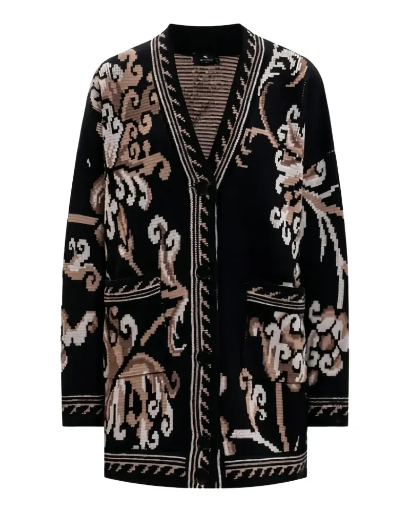 Etro Cardigan mit Blumenintarsie - Schwarz Schwarz