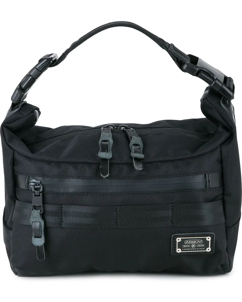 AS2OV Schultertasche mit Logo-Schild - Schwarz Schwarz