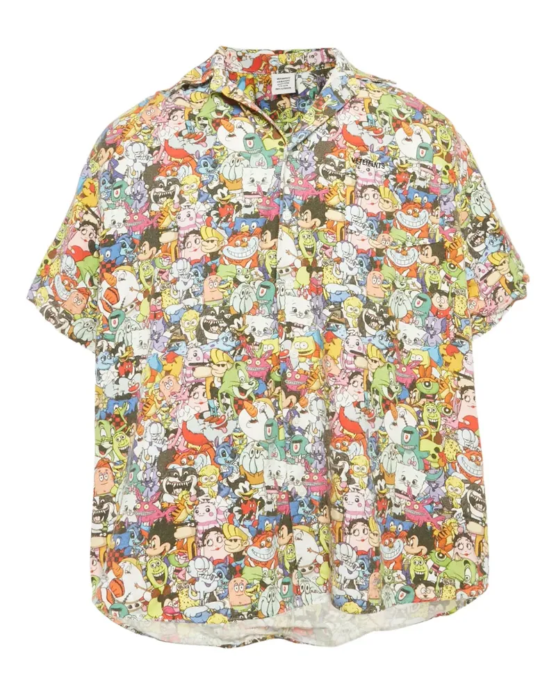 VETEMENTS Hemd mit Cartoon-Print - Weiß Weiß