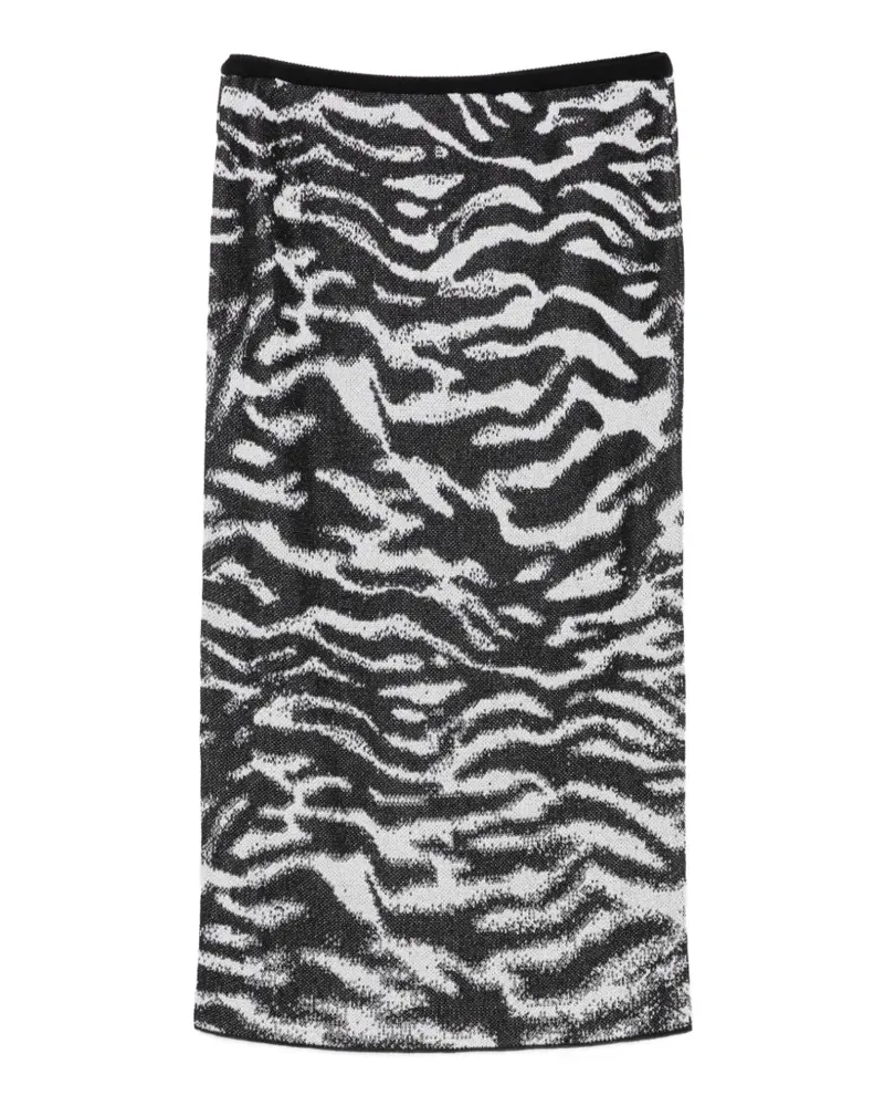 ATTICO Jacquard-Strickrock mit Zebramuster - Schwarz Schwarz