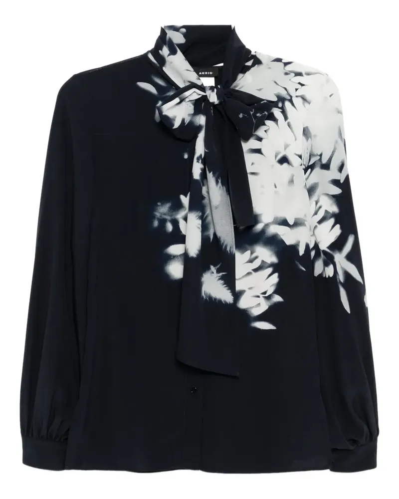 Akris Seidenhemd mit Wildflower-Print - Blau Blau