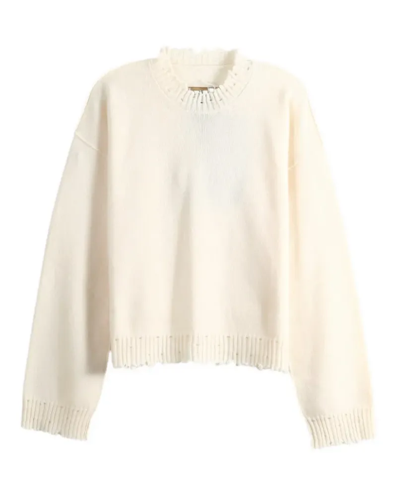 Uma Wang distressed-effect ribbed-trim sweater - Nude Nude