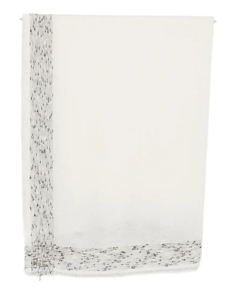Faliero Sarti Brunetta fringed bouclé-trim scarf - Weiß Weiß