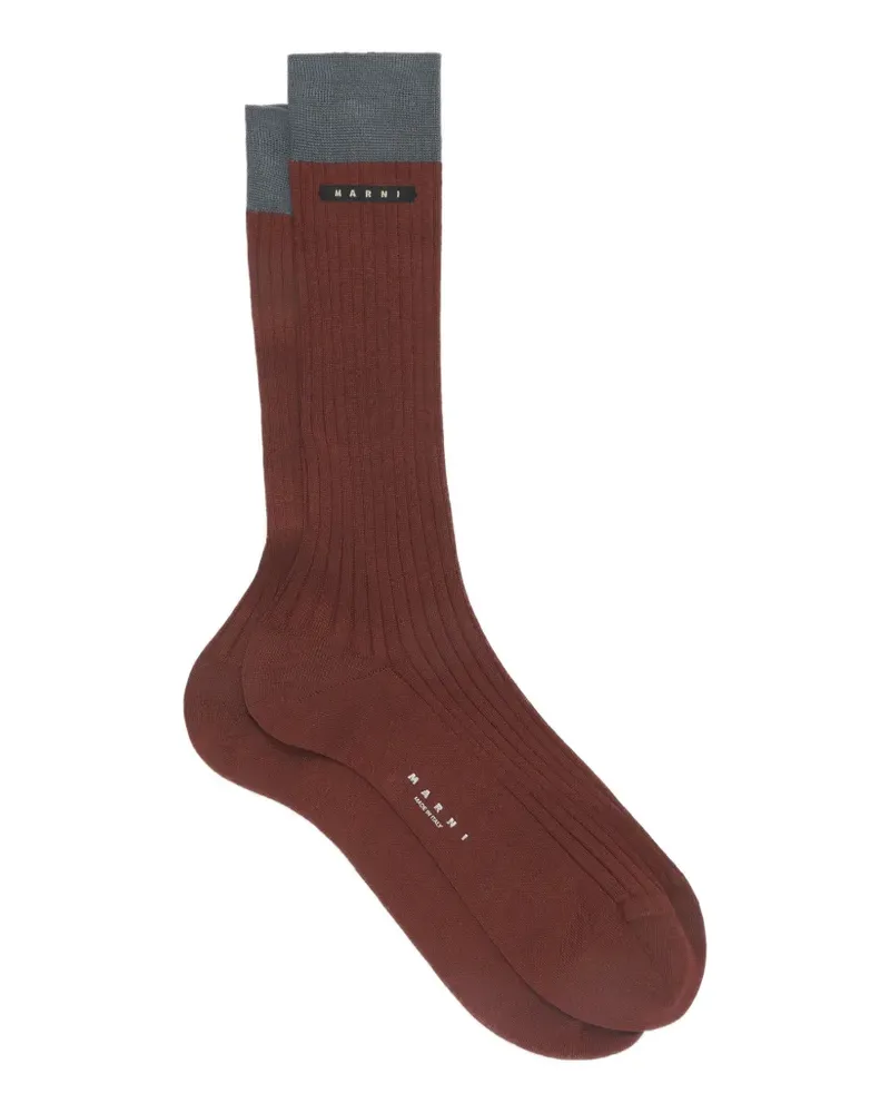 Marni burgundy cotton socks with contrast-cuffs - Rot Rot