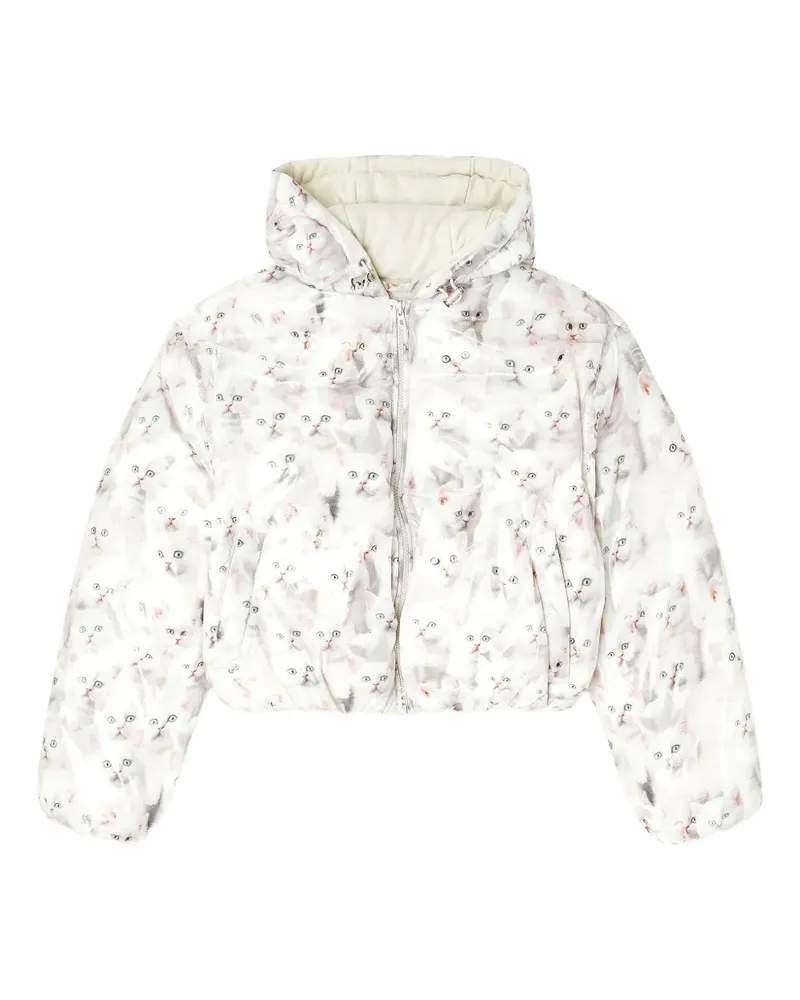 Diesel Steppjacke mit Kätzchen-Print - Weiß Weiß