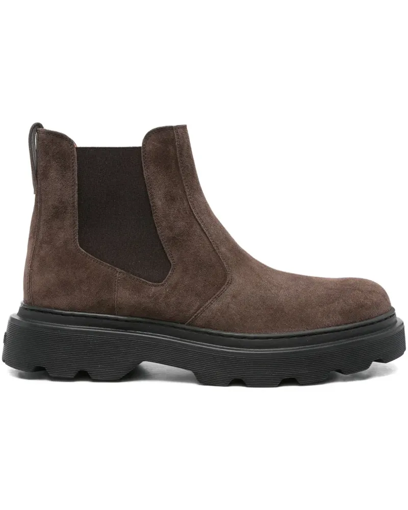 TOD'S Wildlederstiefel mit elastischen Einsätzen - Braun Braun