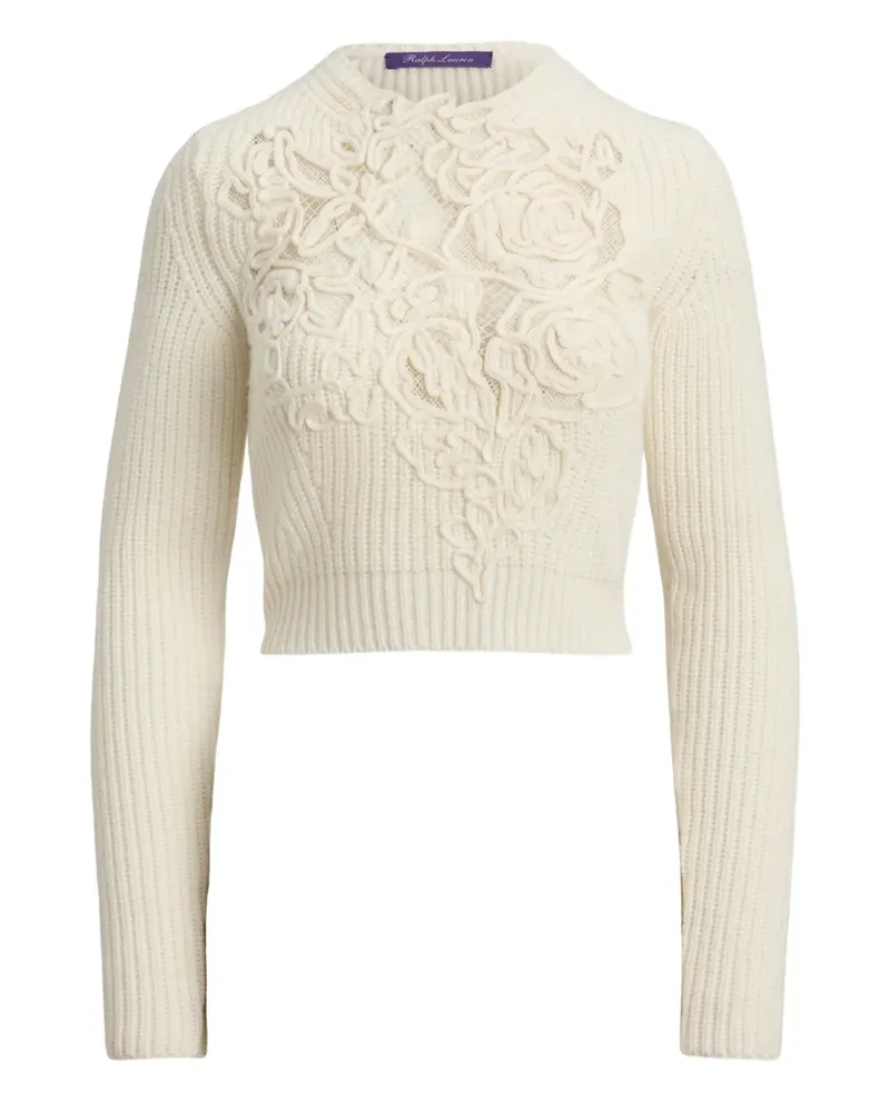 Ralph Lauren Gerippter Pullover mit Rosenstickerei - Nude Nude