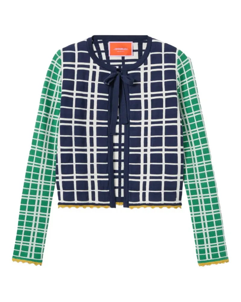 La DoubleJ Karierter Cardigan mit Schnürung - Blau Blau