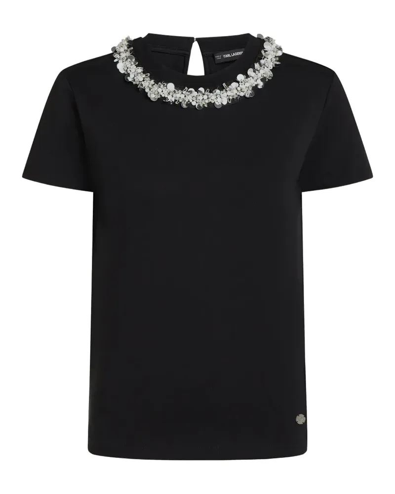 Karl Lagerfeld T-Shirt mit Kunstperlen - Schwarz Schwarz