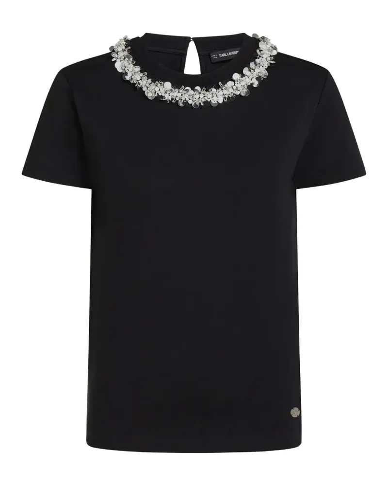 Karl Lagerfeld T-Shirt mit Kunstperlen - Schwarz Schwarz