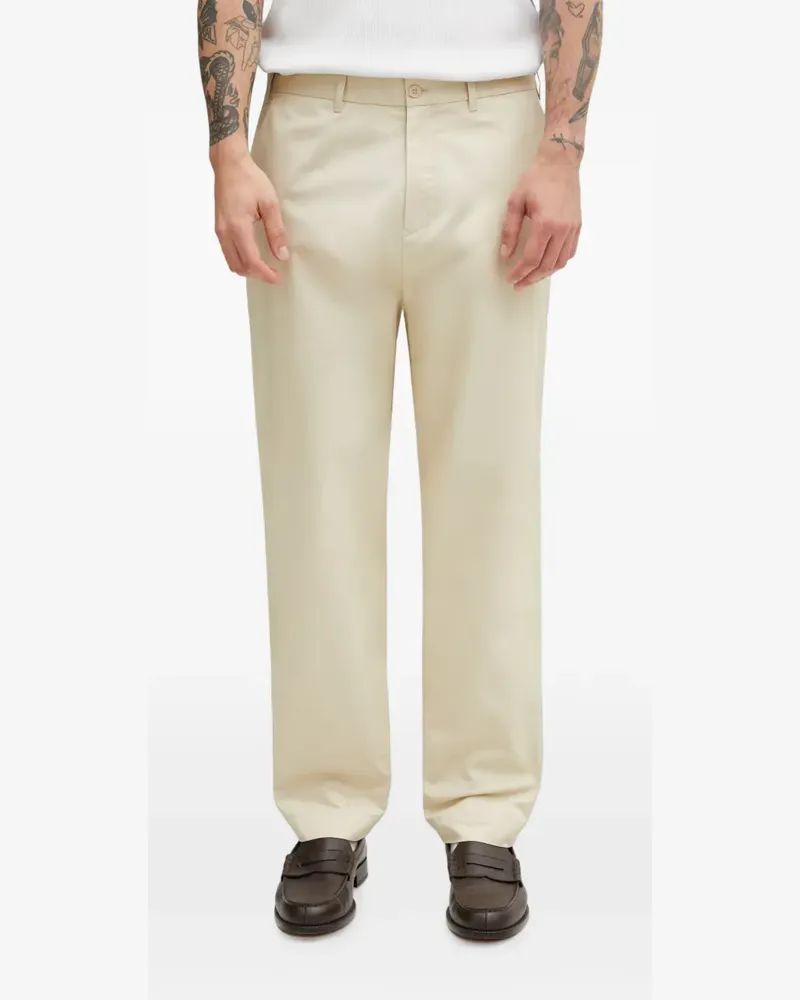 Fred Perry logo-embroidered straight-leg trousers - Nude Nude