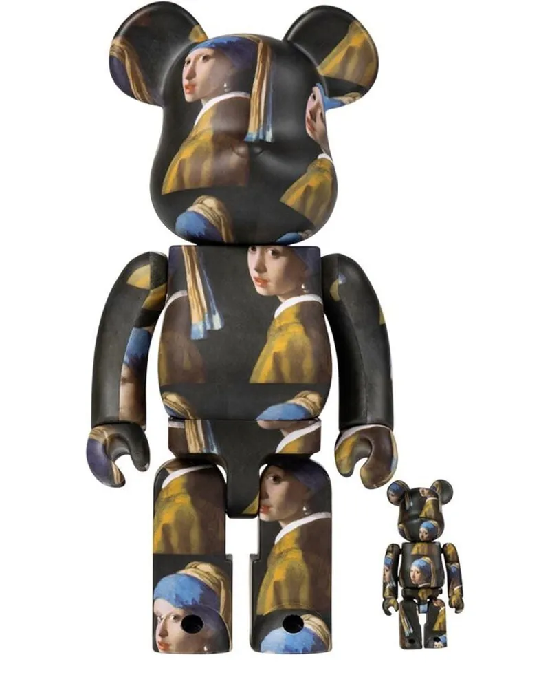 Medicom Toy BE@RBRICK Johannes Vermeer 100% und 400% Figuren-Set Schwarz