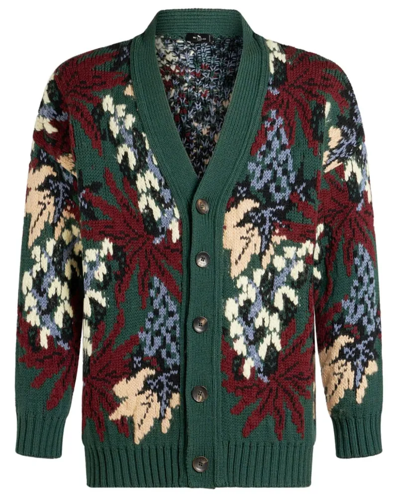 Etro Jacquard-Cardigan mit V-Ausschnitt - Grün Grün